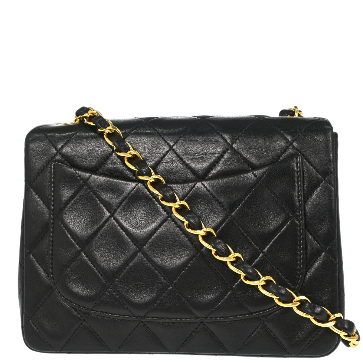Chanel 1994-1996 Black Lambskin Mini Classic Square Flap Shoulder Bag 17
