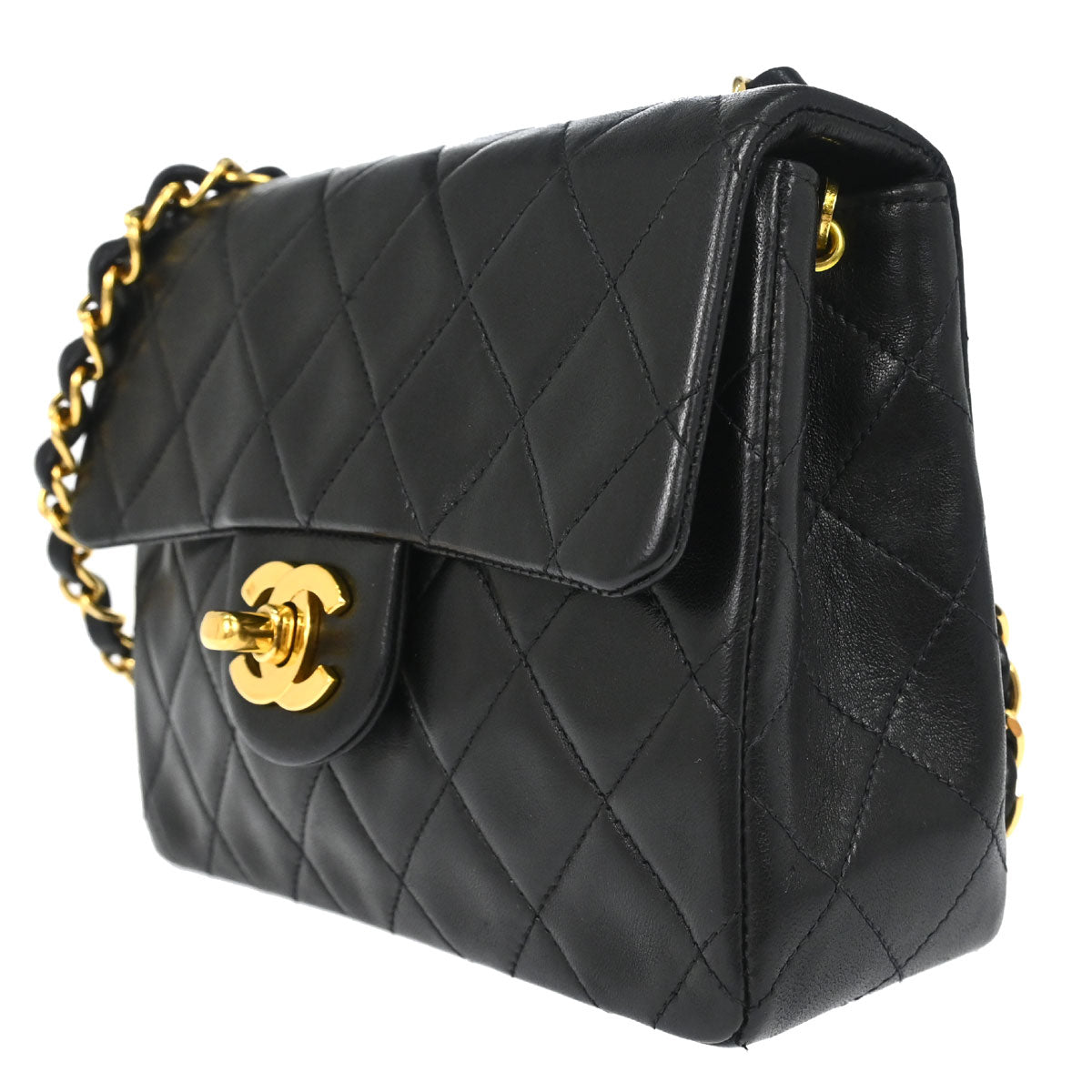 Chanel 1994-1996 Black Lambskin Mini Classic Square Flap Shoulder Bag 17