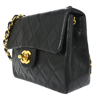Chanel 1994-1996 Black Lambskin Mini Classic Square Flap Shoulder Bag 17