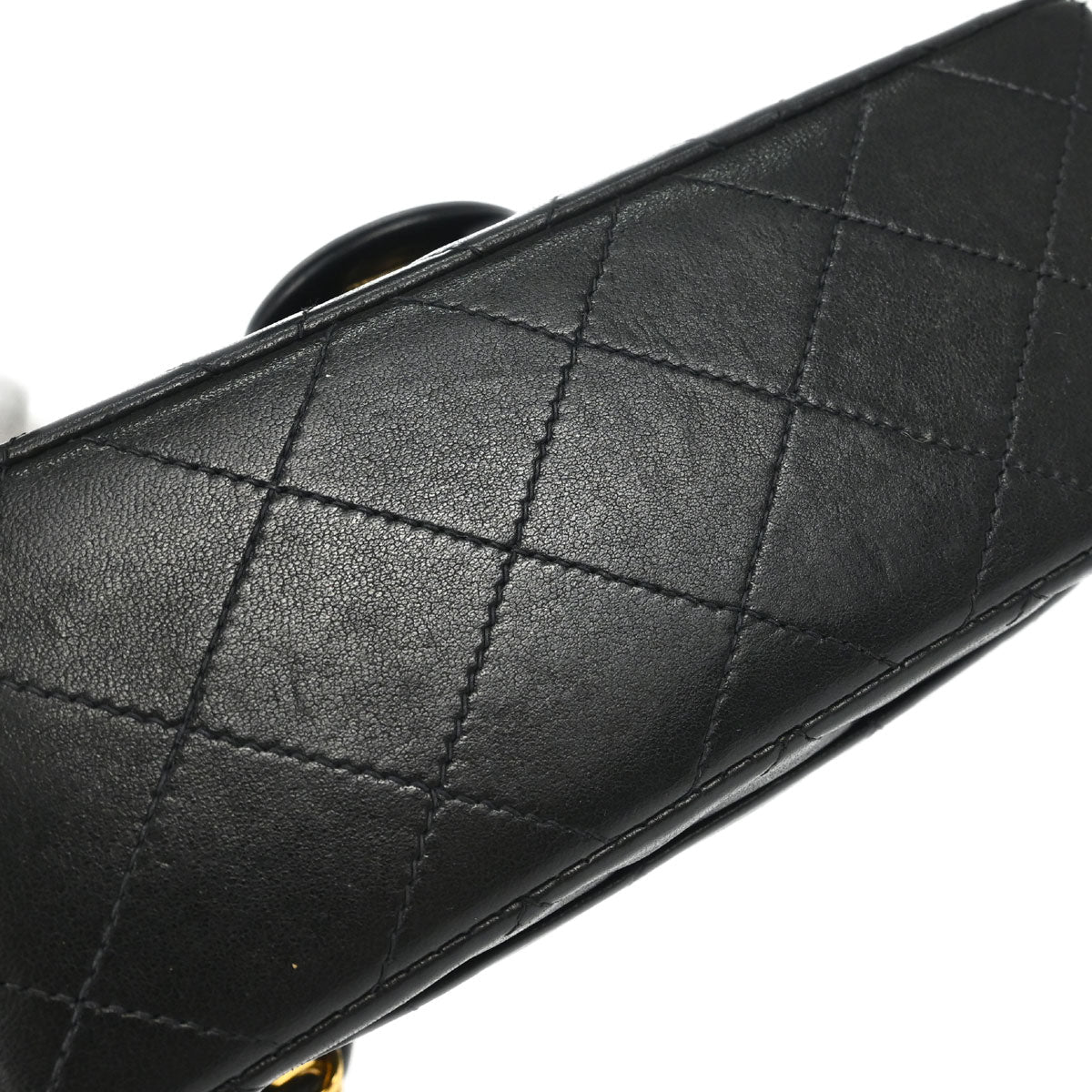 Chanel 1994-1996 Black Lambskin Mini Classic Square Flap Shoulder Bag 17