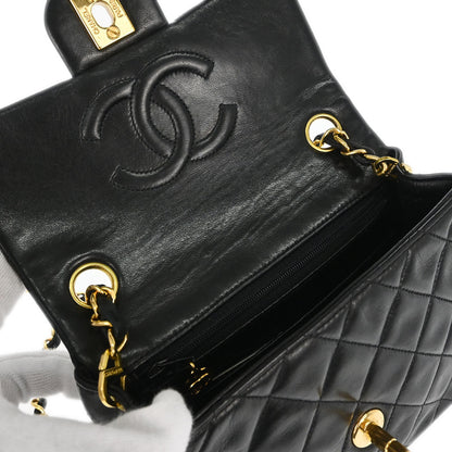 Chanel 1994-1996 Black Lambskin Mini Classic Square Flap Shoulder Bag 17