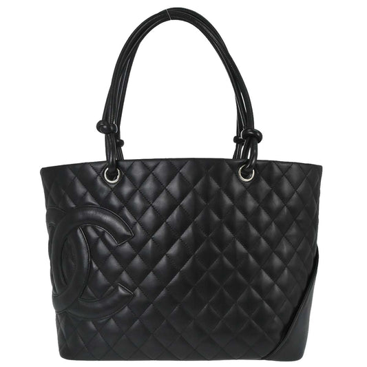Chanel 2003-2004 Black Calfskin Cambon Ligne Tote Handbag