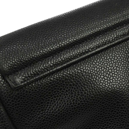 Chanel 2009-2010 Black Caviar Skin Half Moon Flap WOC Wallet on Chain Shoulder Bag