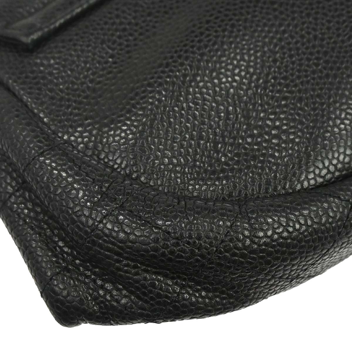 Chanel 2009-2010 Black Caviar Skin Half Moon Flap WOC Wallet on Chain Shoulder Bag