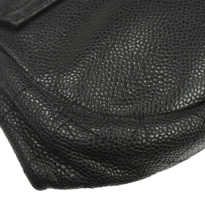 Chanel 2009-2010 Black Caviar Skin Half Moon Flap WOC Wallet on Chain Shoulder Bag