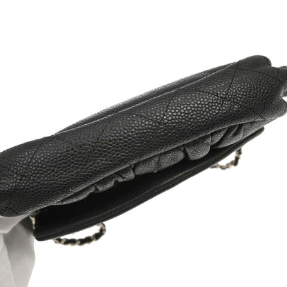 Chanel 2009-2010 Black Caviar Skin Half Moon Flap WOC Wallet on Chain Shoulder Bag