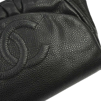 Chanel 2009-2010 Black Caviar Skin Half Moon Flap WOC Wallet on Chain Shoulder Bag