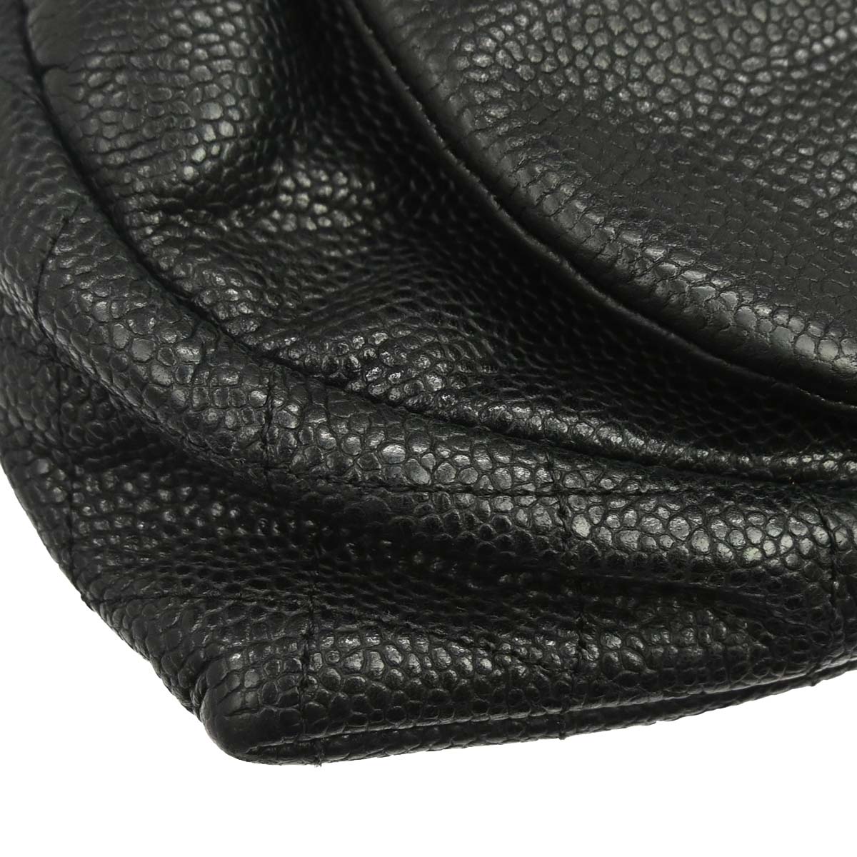 Chanel 2009-2010 Black Caviar Skin Half Moon Flap WOC Wallet on Chain Shoulder Bag