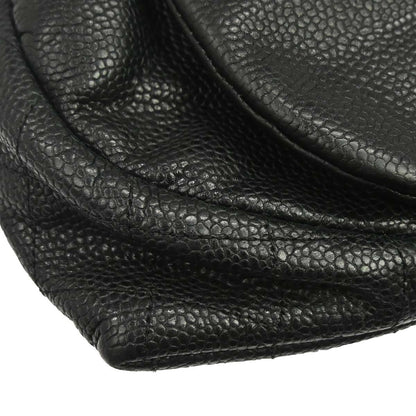 Chanel 2009-2010 Black Caviar Skin Half Moon Flap WOC Wallet on Chain Shoulder Bag