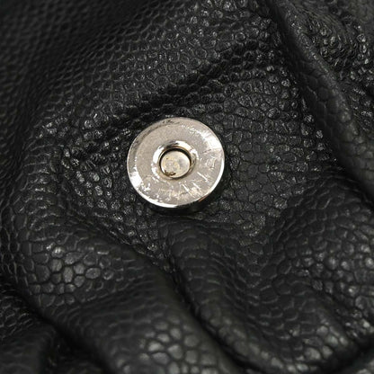 Chanel 2009-2010 Black Caviar Skin Half Moon Flap WOC Wallet on Chain Shoulder Bag