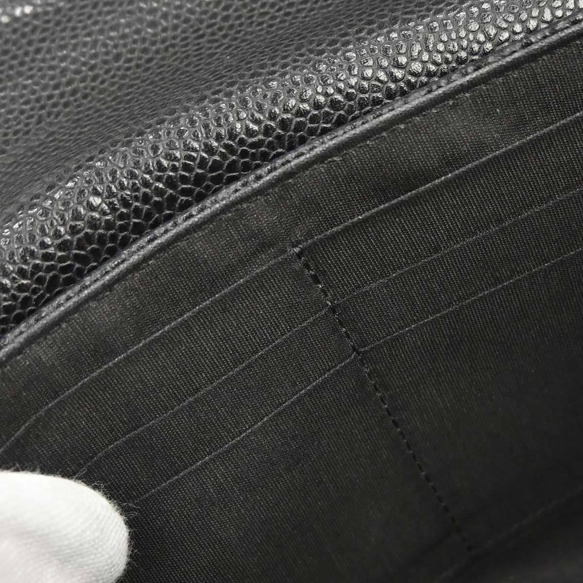 Chanel 2009-2010 Black Caviar Skin Half Moon Flap WOC Wallet on Chain Shoulder Bag