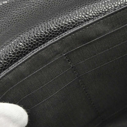 Chanel 2009-2010 Black Caviar Skin Half Moon Flap WOC Wallet on Chain Shoulder Bag