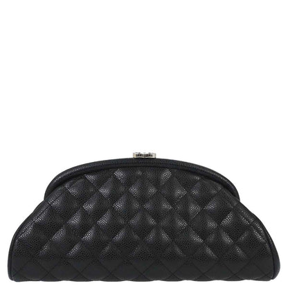 Chanel 2009-2010 Black Caviar Skin Kiss Lock Clutch Bag