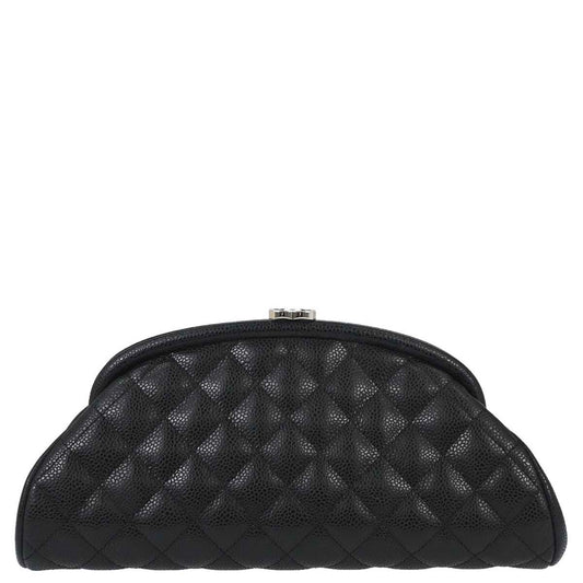 Chanel 2009-2010 Black Caviar Skin Kiss Lock Clutch Bag