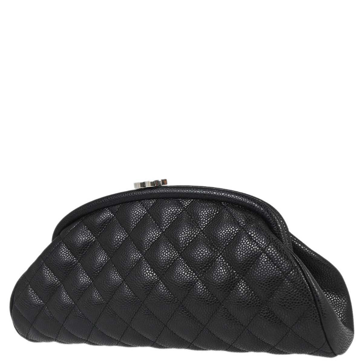 Chanel 2009-2010 Black Caviar Skin Kiss Lock Clutch Bag