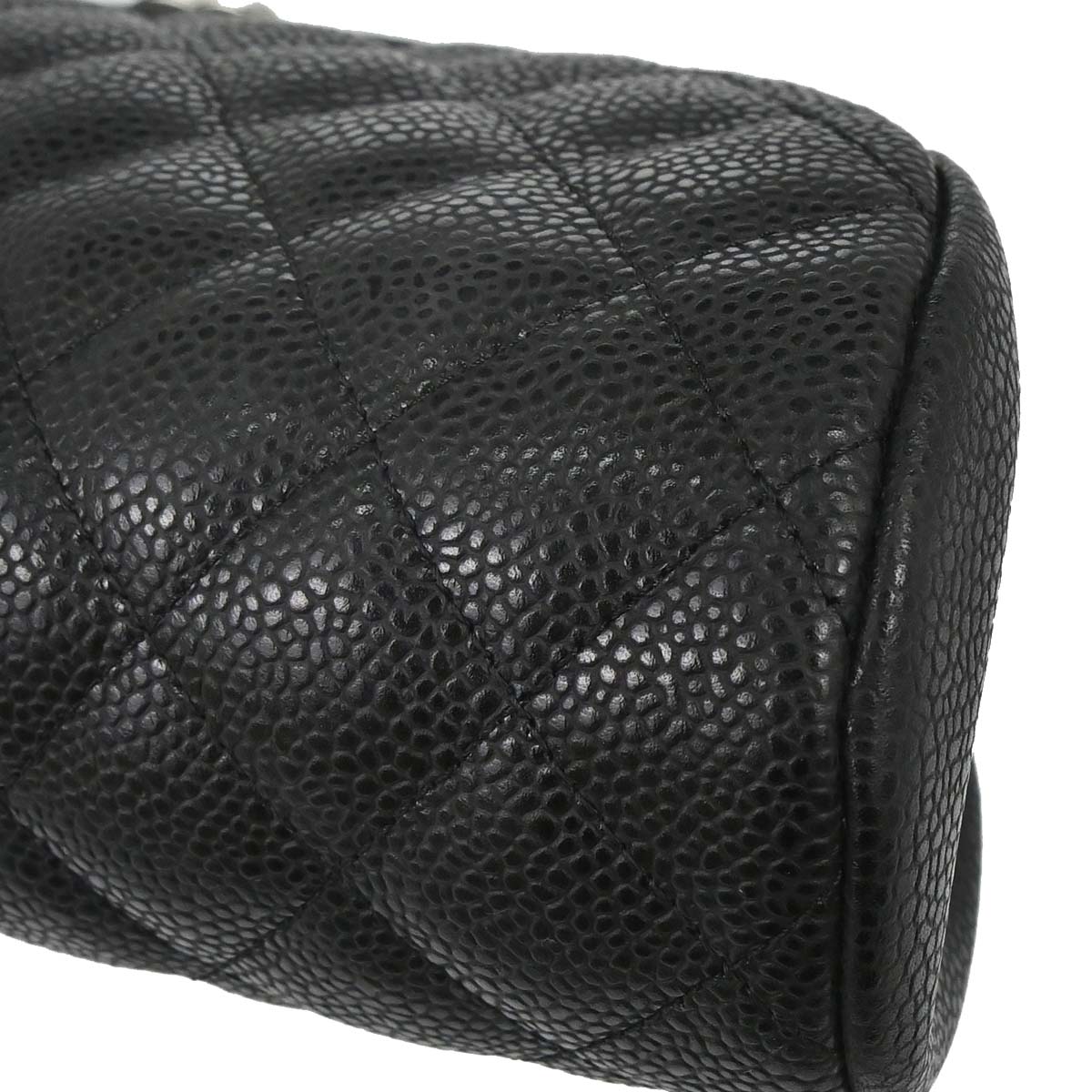 Chanel 2009-2010 Black Caviar Skin Kiss Lock Clutch Bag