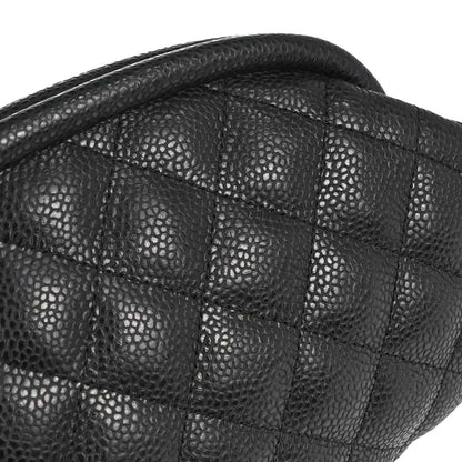 Chanel 2009-2010 Black Caviar Skin Kiss Lock Clutch Bag