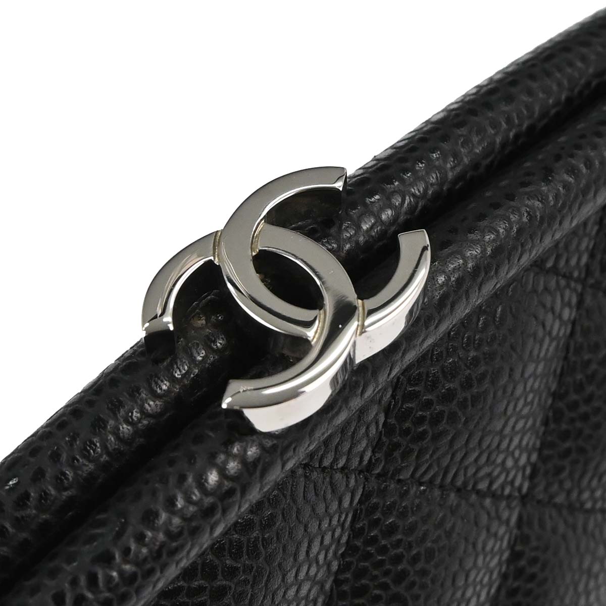 Chanel 2009-2010 Black Caviar Skin Kiss Lock Clutch Bag