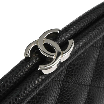 Chanel 2009-2010 Black Caviar Skin Kiss Lock Clutch Bag