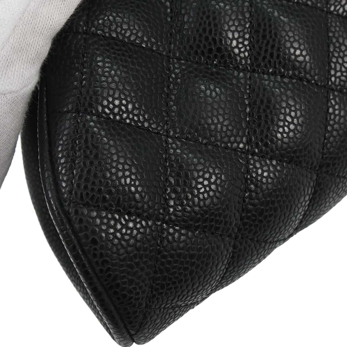 Chanel 2009-2010 Black Caviar Skin Kiss Lock Clutch Bag
