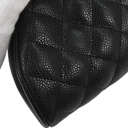 Chanel 2009-2010 Black Caviar Skin Kiss Lock Clutch Bag