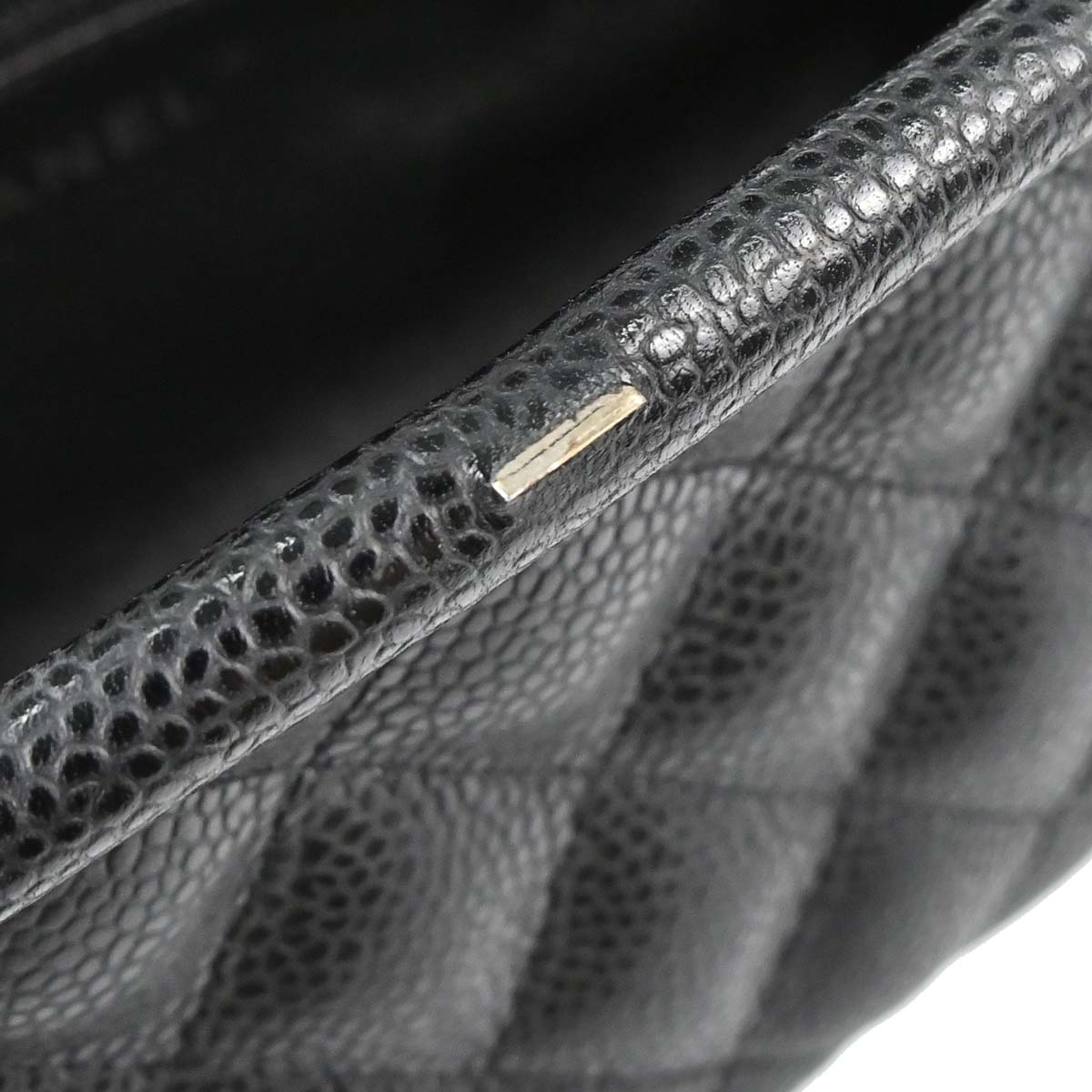 Chanel 2009-2010 Black Caviar Skin Kiss Lock Clutch Bag