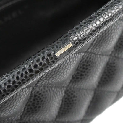 Chanel 2009-2010 Black Caviar Skin Kiss Lock Clutch Bag