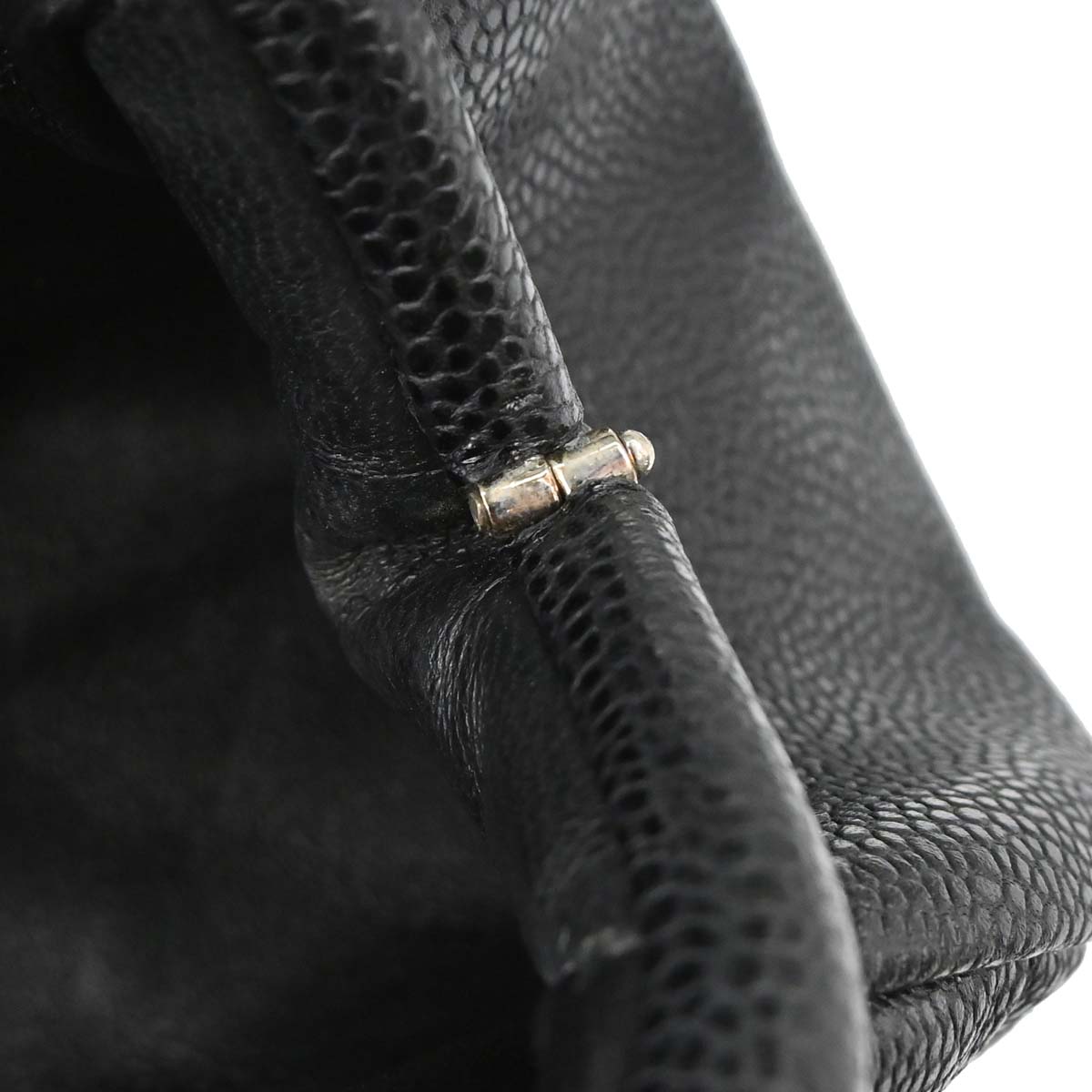 Chanel 2009-2010 Black Caviar Skin Kiss Lock Clutch Bag