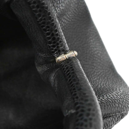 Chanel 2009-2010 Black Caviar Skin Kiss Lock Clutch Bag