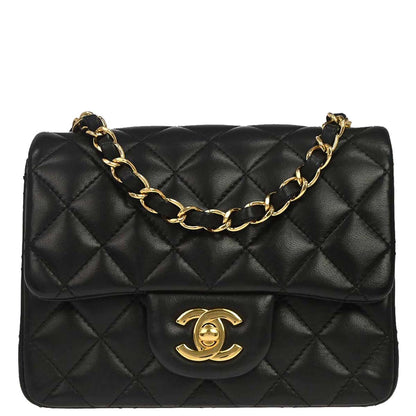 Chanel 2015-2016 Black Lambskin Mini Classic Square Flap Shoulder Bag 17