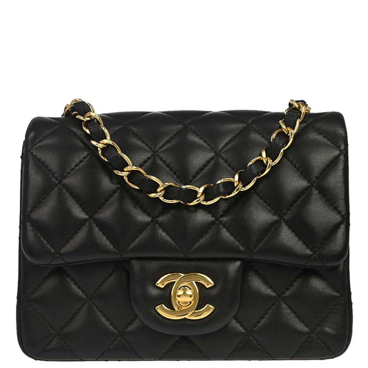 Chanel 2015-2016 Black Lambskin Mini Classic Square Flap Shoulder Bag 17