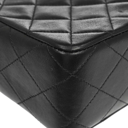 Chanel 1991-1994 Black Lambskin Classic Square Flap Shoulder Bag 20