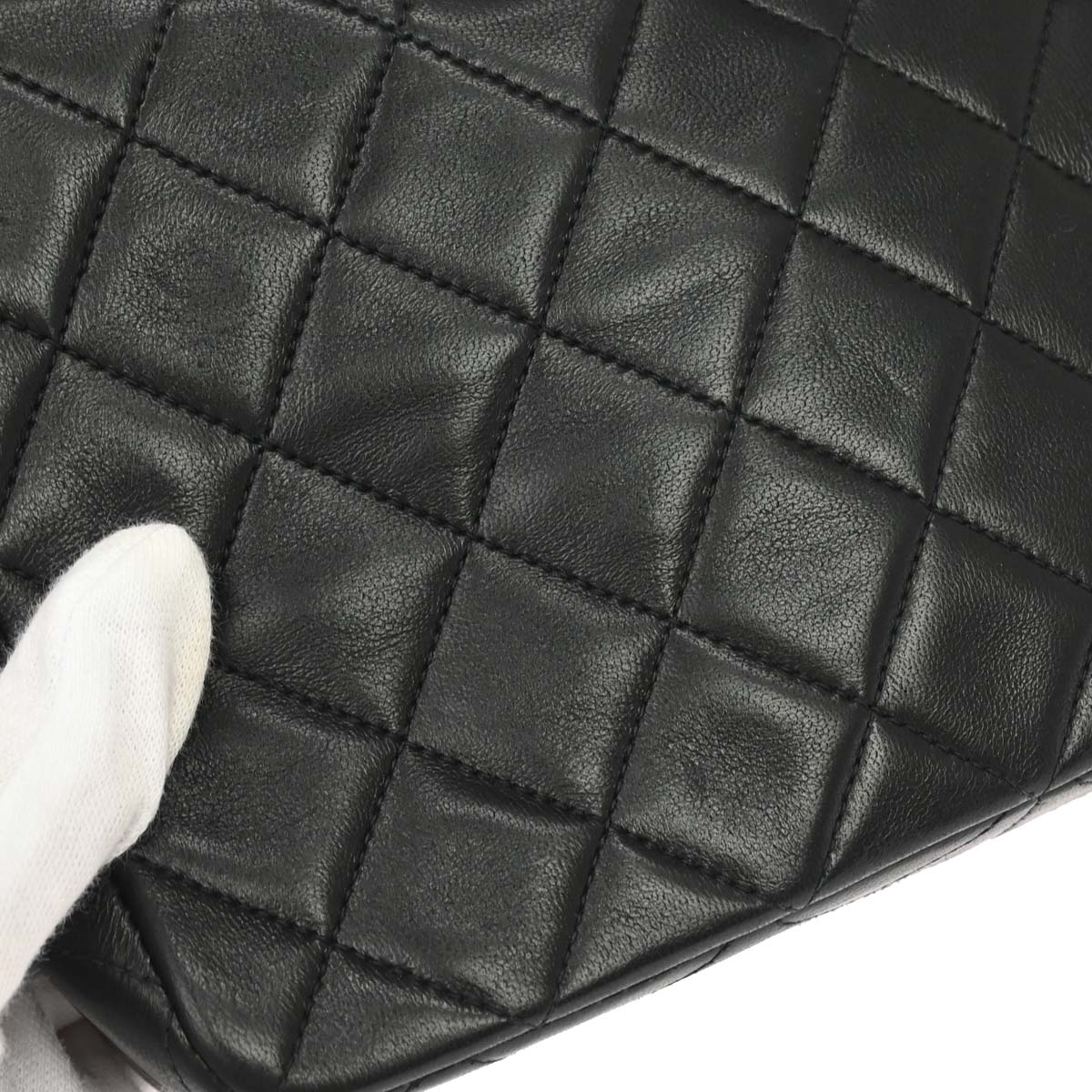 Chanel 1991-1994 Black Lambskin Classic Square Flap Shoulder Bag 20