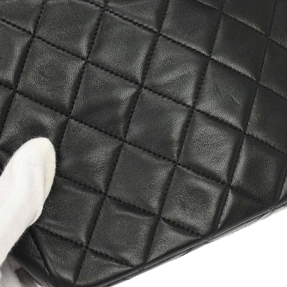 Chanel 1991-1994 Black Lambskin Classic Square Flap Shoulder Bag 20