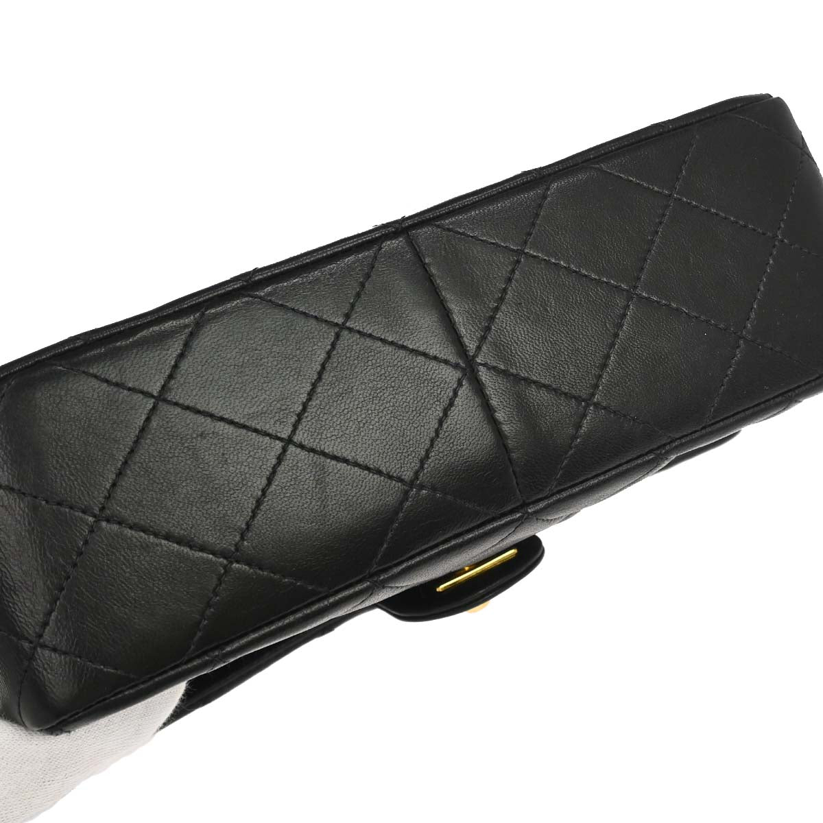 Chanel 1991-1994 Black Lambskin Classic Square Flap Shoulder Bag 20