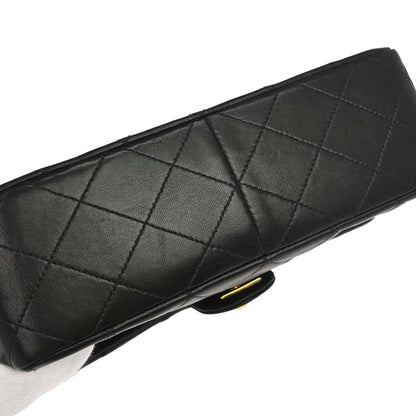 Chanel 1991-1994 Black Lambskin Classic Square Flap Shoulder Bag 20