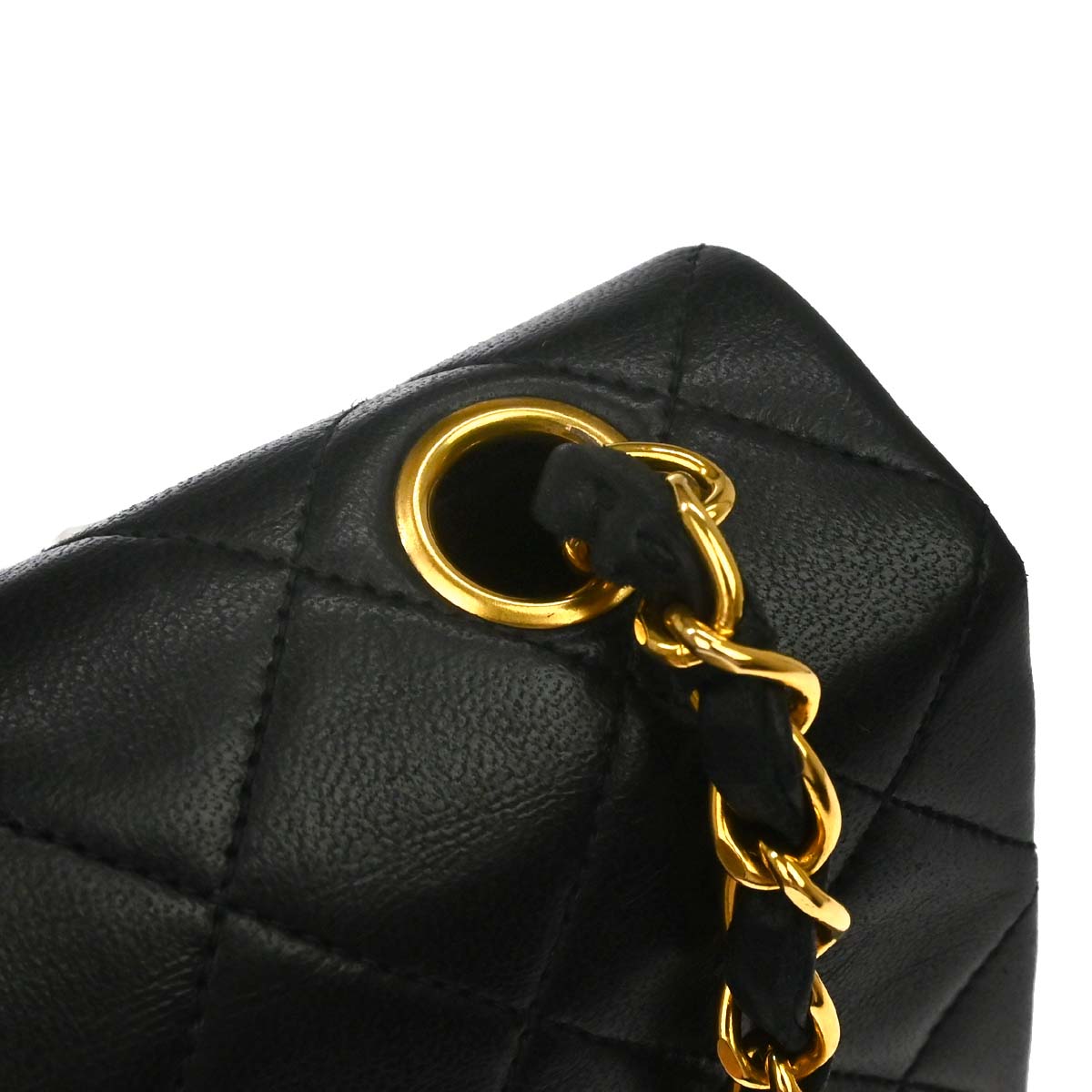 Chanel 1991-1994 Black Lambskin Classic Square Flap Shoulder Bag 20