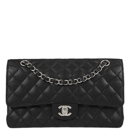Chanel Black Caviar Skin Medium Classic Double Flap Shoulder Bag