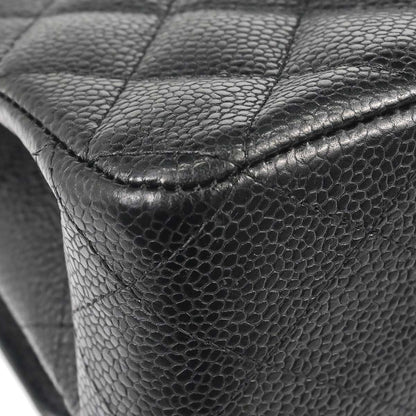 Chanel Black Caviar Skin Medium Classic Double Flap Shoulder Bag