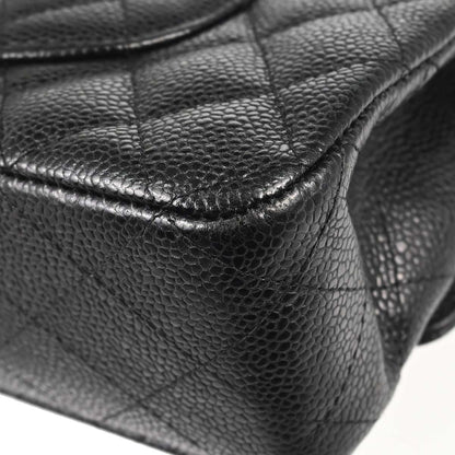 Chanel Black Caviar Skin Medium Classic Double Flap Shoulder Bag