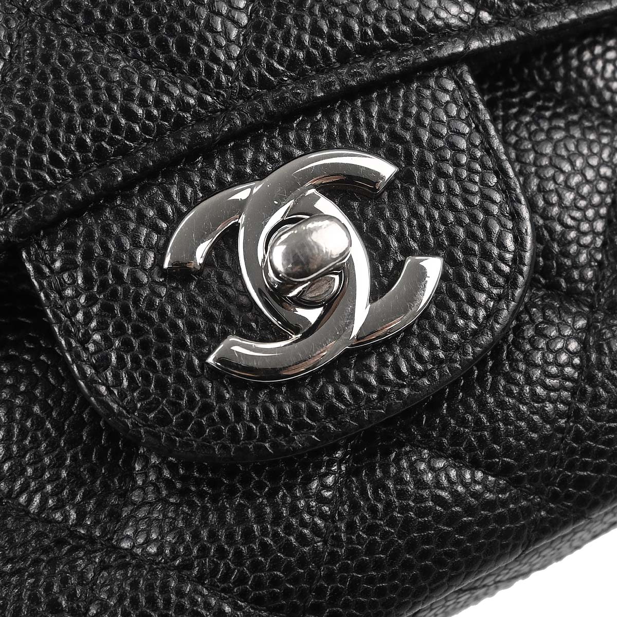 Chanel Black Caviar Skin Medium Classic Double Flap Shoulder Bag