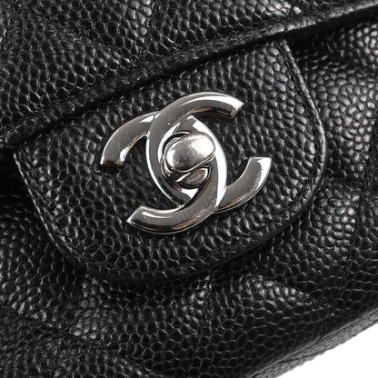Chanel Black Caviar Skin Medium Classic Double Flap Shoulder Bag