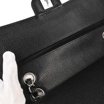 Chanel Black Caviar Skin Medium Classic Double Flap Shoulder Bag