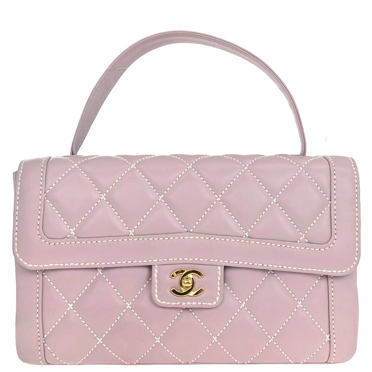 Chanel 2004-2005 Purple Calfskin Wild Stitch Handbag