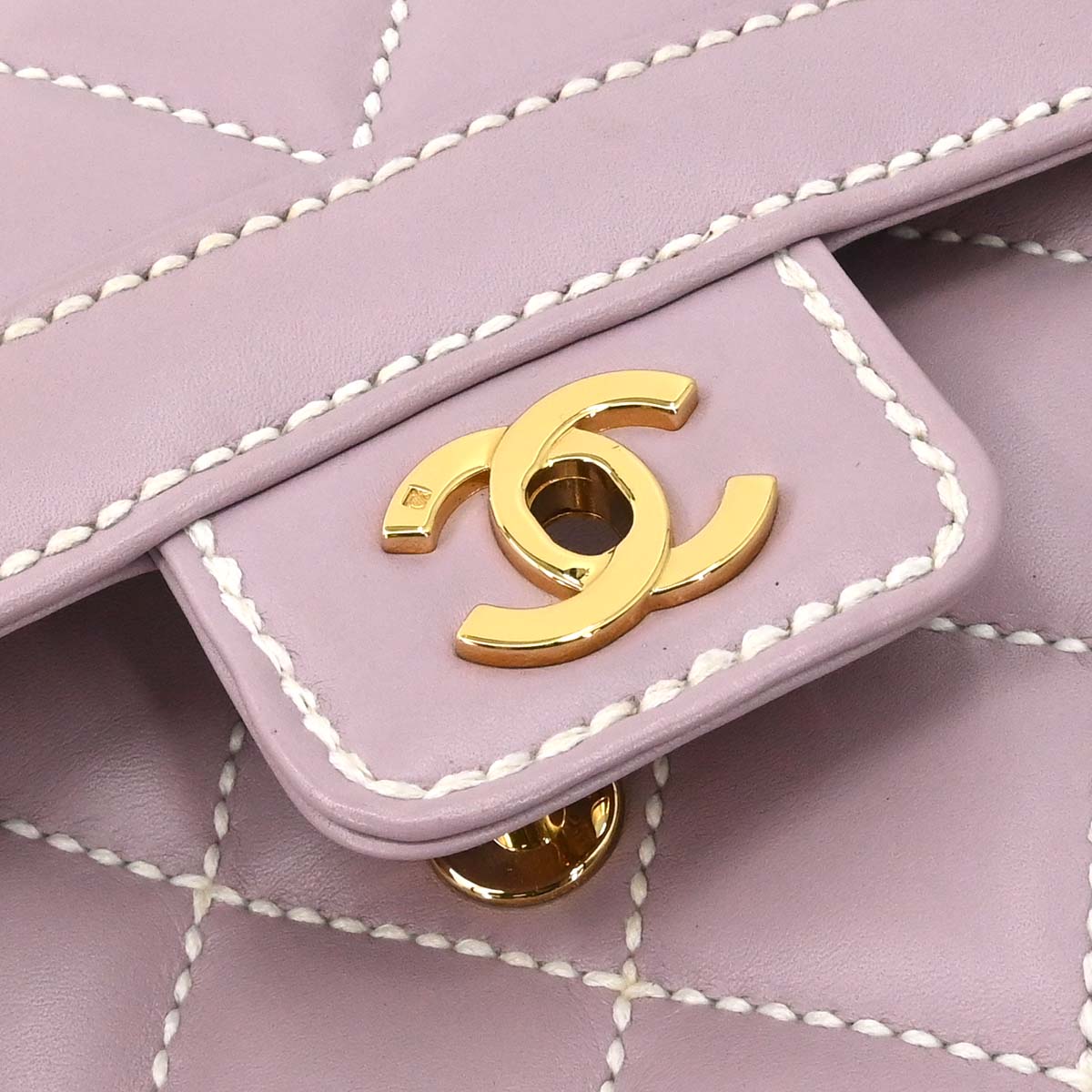 Chanel 2004-2005 Purple Calfskin Wild Stitch Handbag