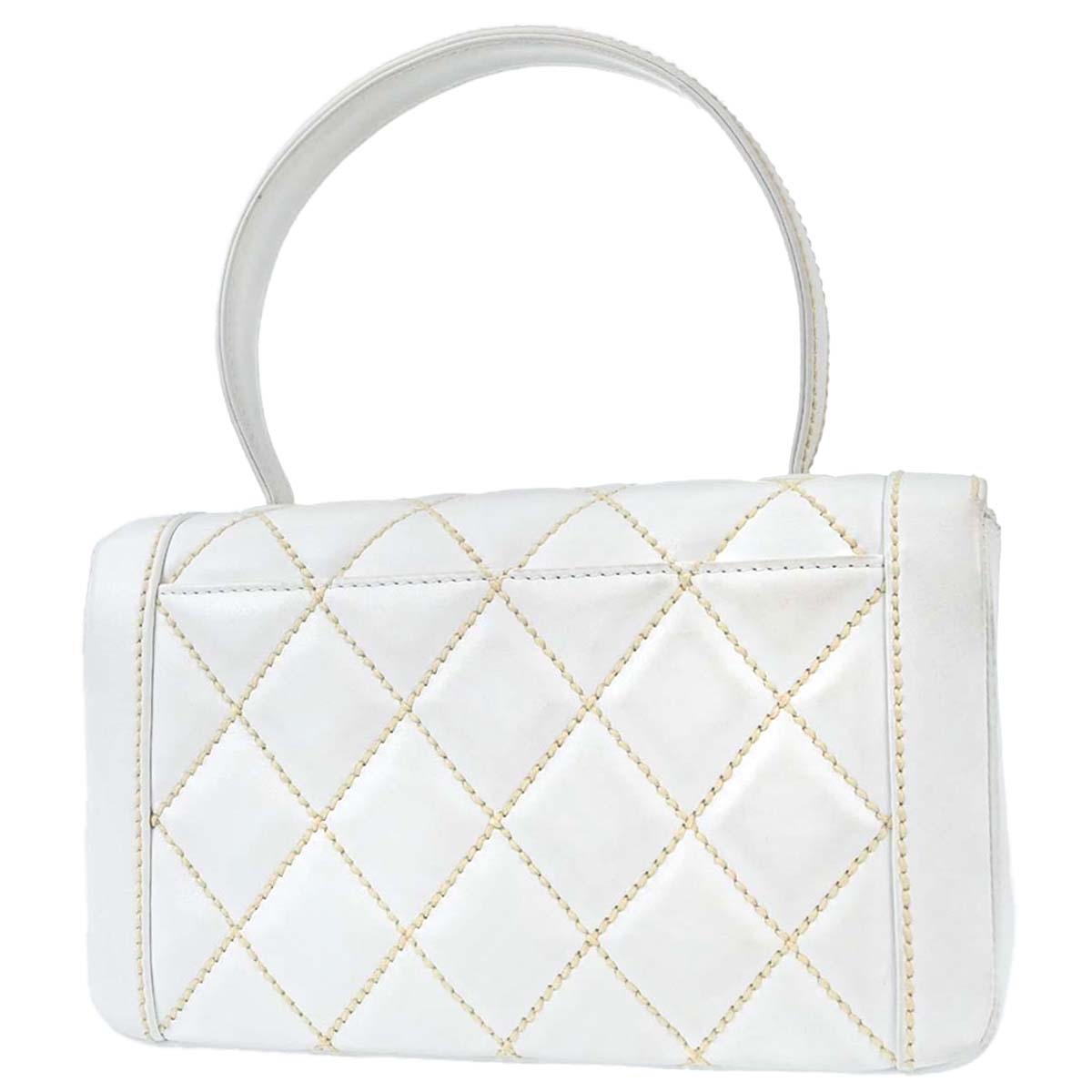 Chanel 2004-2005 White Lambskin Top Handle Handbag