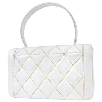 Chanel 2004-2005 White Lambskin Top Handle Handbag