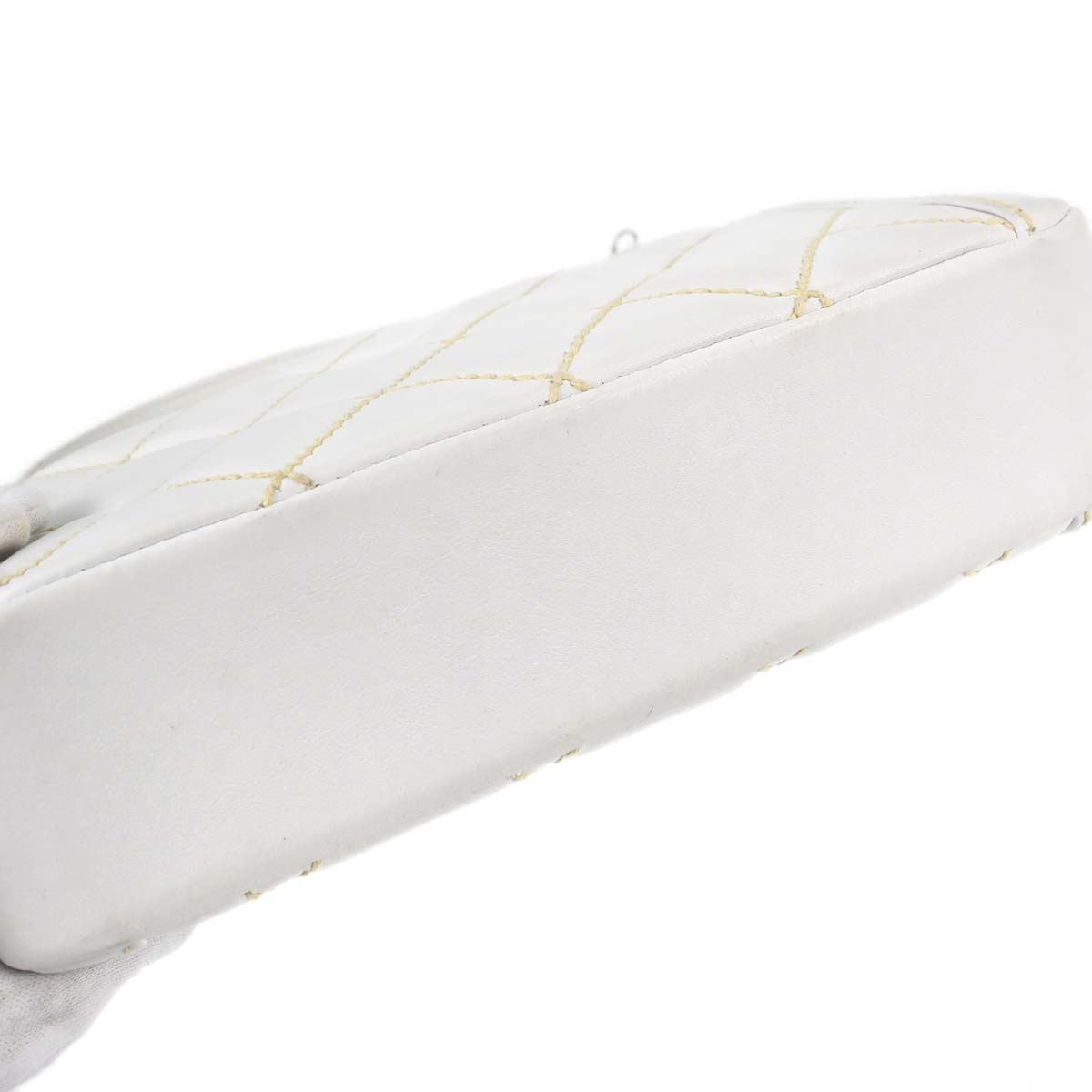 Chanel 2004-2005 White Lambskin Top Handle Handbag