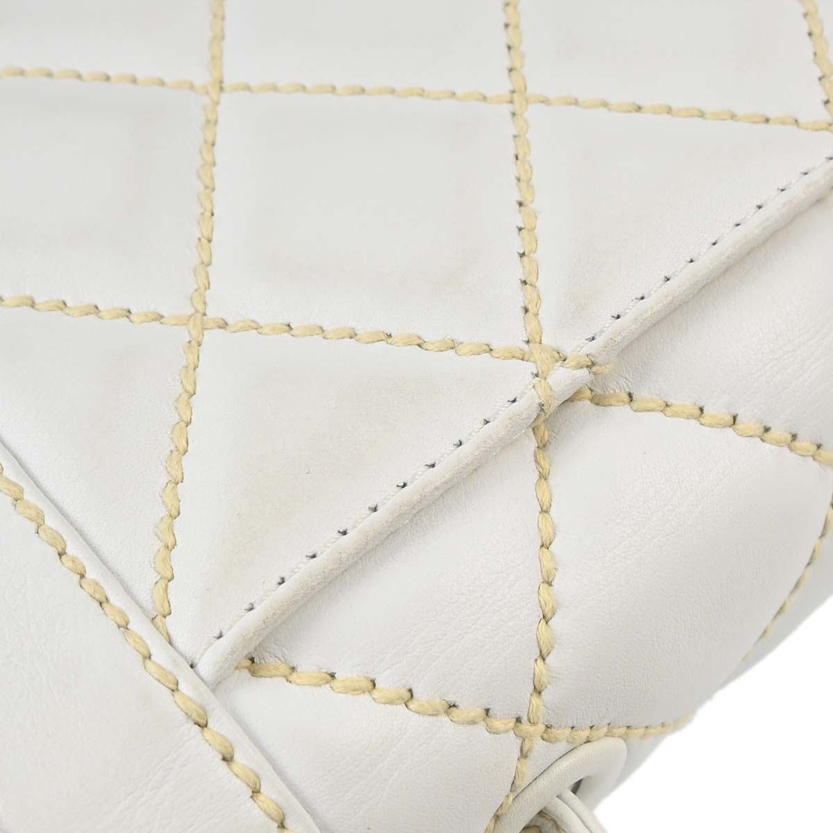 Chanel 2004-2005 White Lambskin Top Handle Handbag