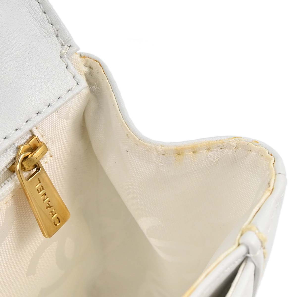 Chanel 2004-2005 White Lambskin Top Handle Handbag